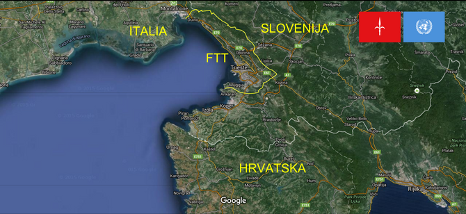 L'attuale Territorio Libero di Trieste confina con l'Italia dal 1947 e con la Slovenia dal 1992.